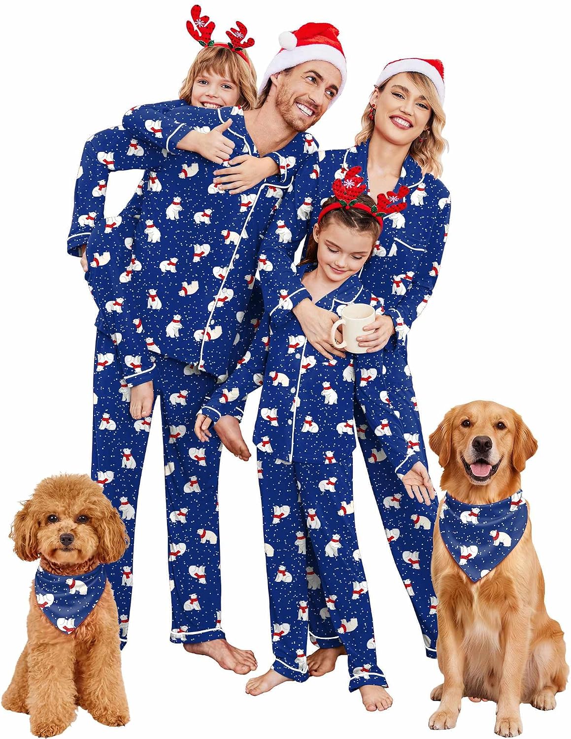 Ekouaer Christmas Family Matching Pajamas Long Sleeve Button Down Pj Set