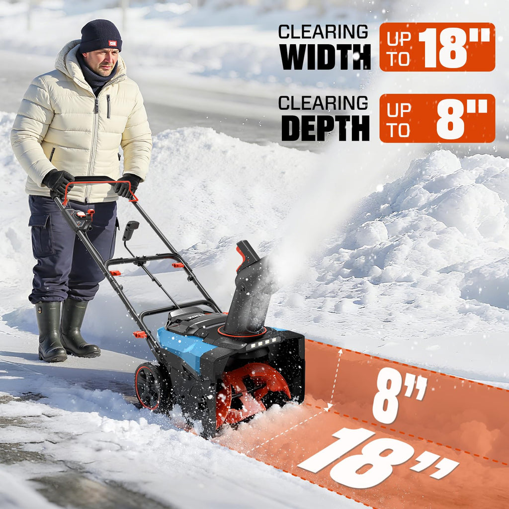 SENIX 40V 21-Inch Cordless Snow Blower with Variable-Speed Steel Auger