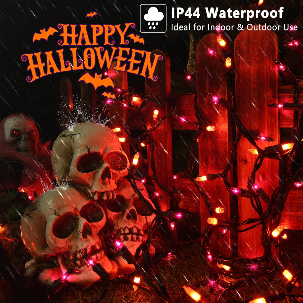 Brizled Orange Halloween Lights, 21.3ft 100-ct Incandescent Halloween String Lights Connectable, UL Certified Orange Light String, Black Wire Mini Light Set for Fall Season Holiday Thanksgiving Tree