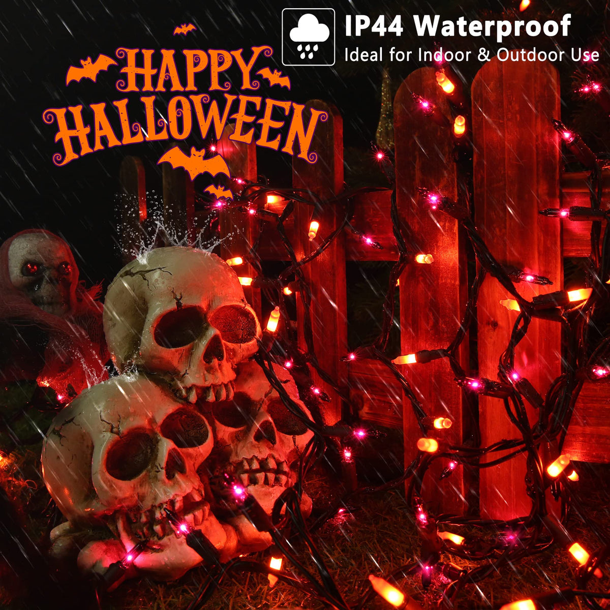 Brizled Orange Halloween Lights, 21.3ft 100-ct Incandescent Halloween String Lights Connectable, UL Certified Orange Light String, Black Wire Mini Light Set for Fall Season Holiday Thanksgiving Tree