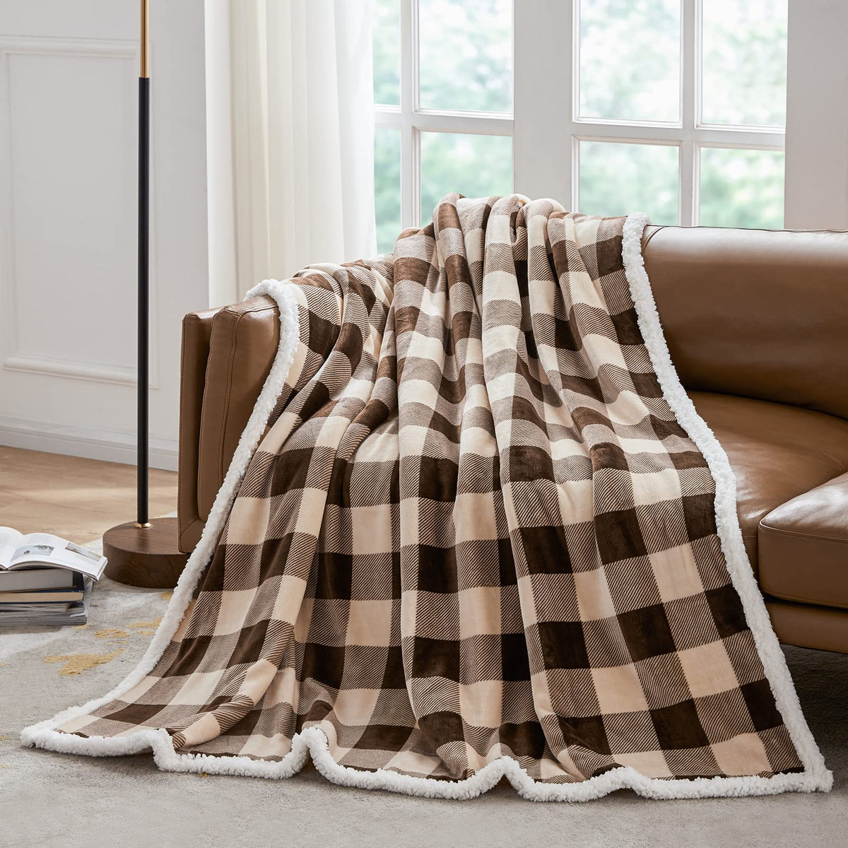 Touchat Sherpa Red and Black Buffalo Plaid Christmas Twin Blanket 60" X 70", Fuzzy Fluffy Soft Cozy Throw Blanket, Fleece Flannel Plush Microfiber Blanket for Couch Bed Sofa