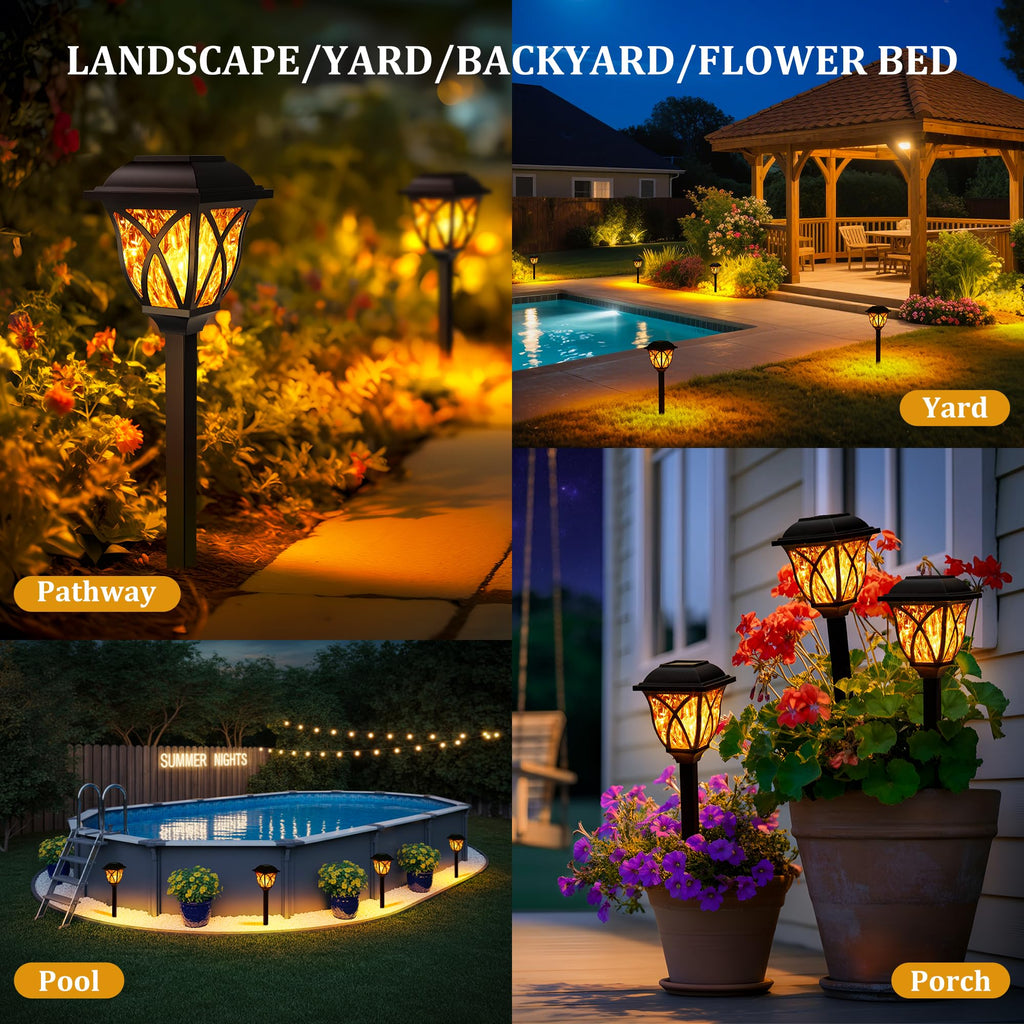 GIGALUMI 6 Pack Solar Lights Outdoor Waterproof, LED Solar Garden Lights