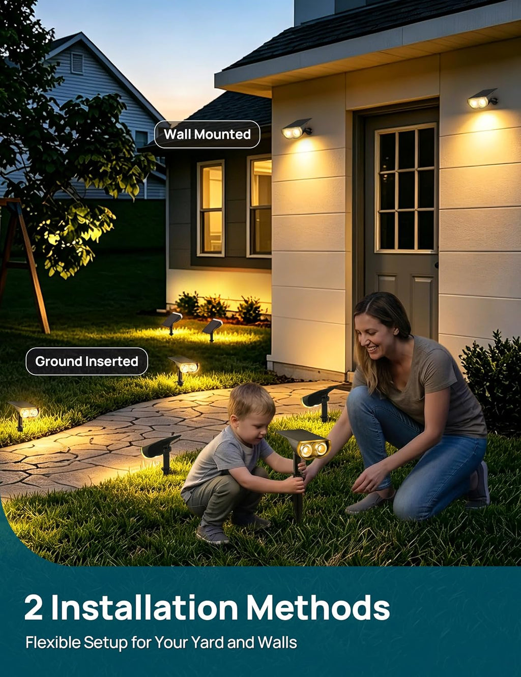 Linkind Halloween Solar Lights Outdoor Spotlight Waterproof RGB 6 Pack