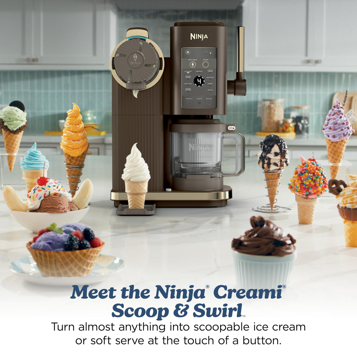 Ninja Creami Scoop & Swirl 13-in-1 Ice Cream and Soft Serve Maker, NC701