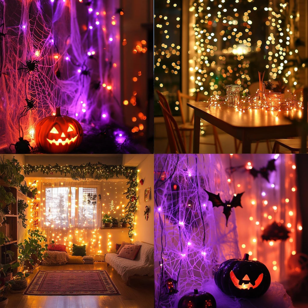 TW SHINE Halloween Lights, 400 LED 132FT Outdoor Halloween Lights Plug in with 8 Modes, Waterproof Christmas Light Outdoor, Indoor Decorations for Party Yard Haunted House Decor, Purple
