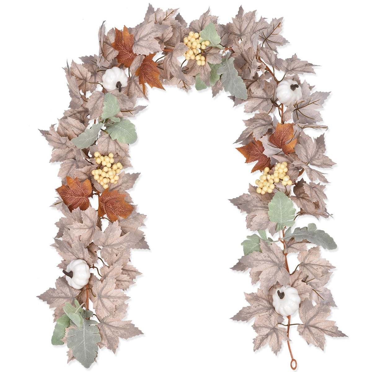 DearHouse 2 Pack Fall Garland Maple Leaf, 5.9Ft/Piece Hanging Vine Garland Artificial Autumn Foliage Garland Thanksgiving Decor for Home Wedding Fireplace Party Christmas (Green)