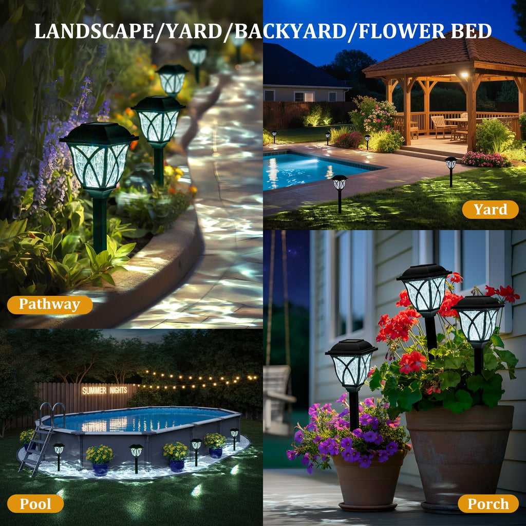 GIGALUMI 6 Pack Solar Lights Outdoor Waterproof, LED Solar Garden Lights