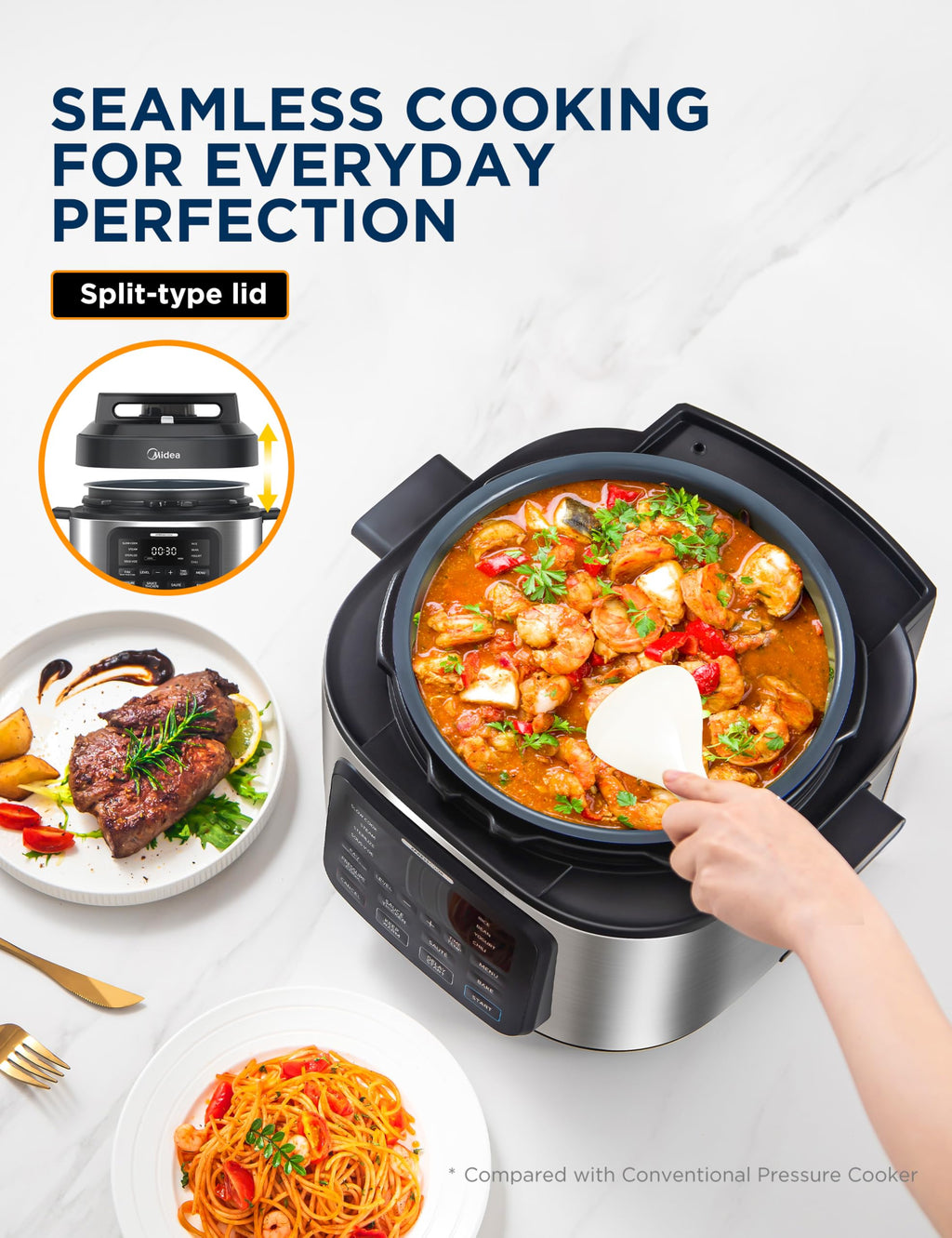 Midea 12-in-1 Electric Pressure Cooker, 6 Quarts, 12 Presets, Multi-Functional Programmable Slow Cooker, Rice Cooker, Steamer, Sauté Pan, Yogurt Maker, and More, Stainless Steel