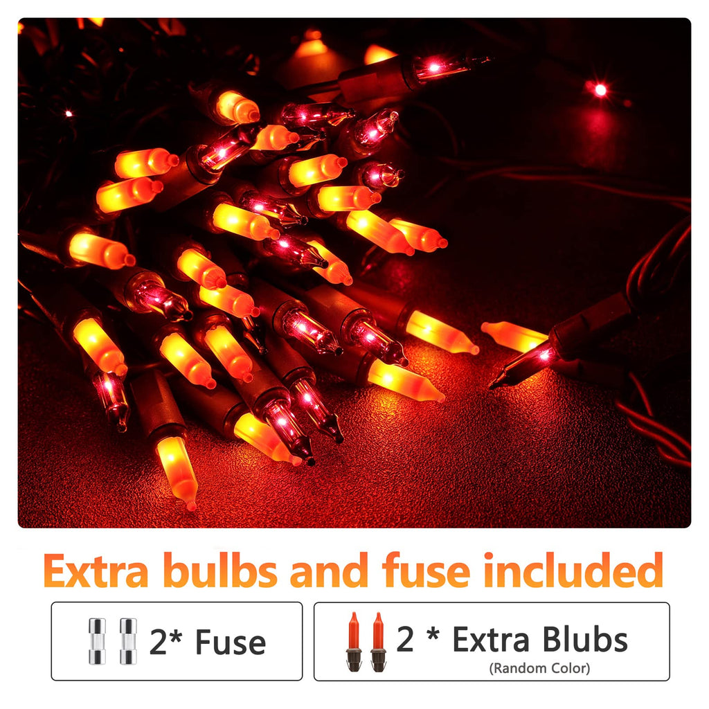 Brizled Orange Halloween Lights, 21.3ft 100-ct Incandescent Halloween String Lights Connectable, UL Certified Orange Light String, Black Wire Mini Light Set for Fall Season Holiday Thanksgiving Tree