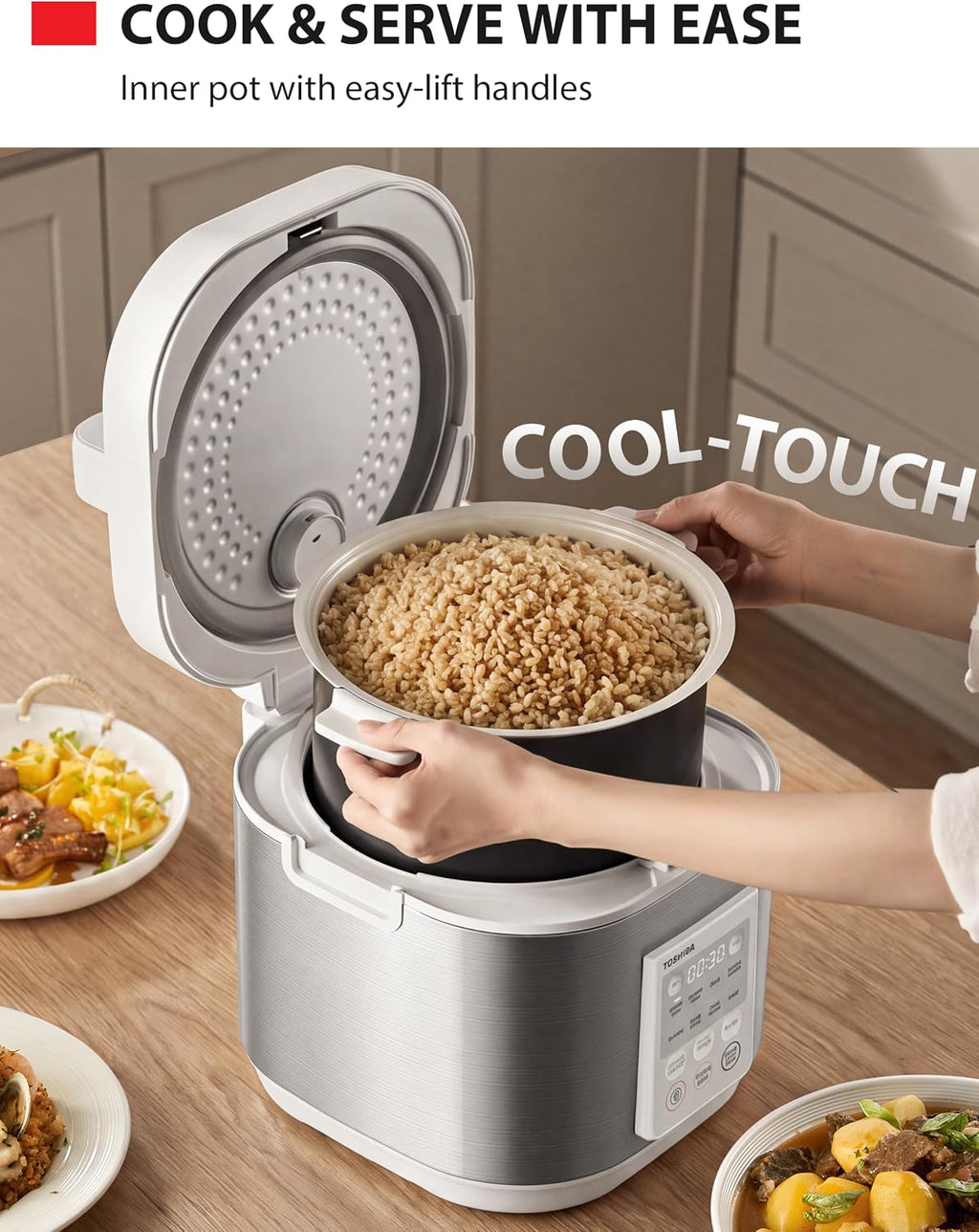 TOSHIBA Rice Cooker Heritage Bento Box, Digital Control, 5.5-Cup Uncooked Rice Capacity, 9 Functions with 3D Heating and 24-Hour Auto Keep Warm