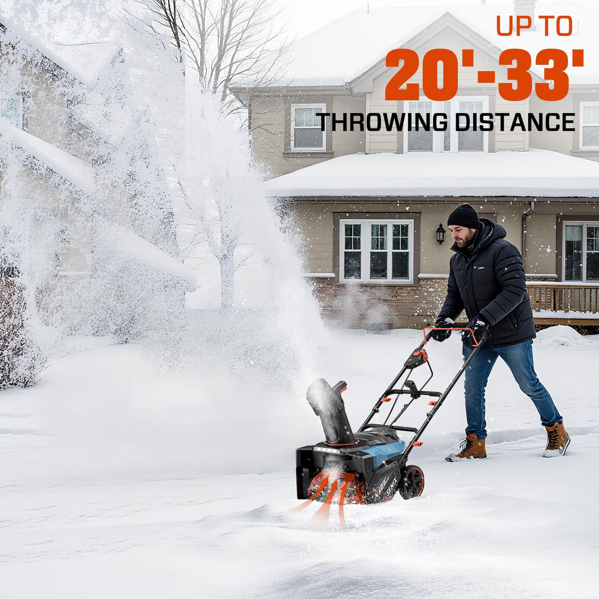 SENIX 40V 21-Inch Cordless Snow Blower with Variable-Speed Steel Auger
