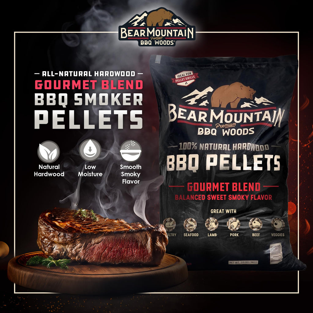 Bear Mountain 2-Pack All Natural Wood Pellets for Smoker, Grill & BBQ, 20 Lbs, Cherry - Premium Hardwood Barbecue Pellets for Indoor and Outdoor Grilling