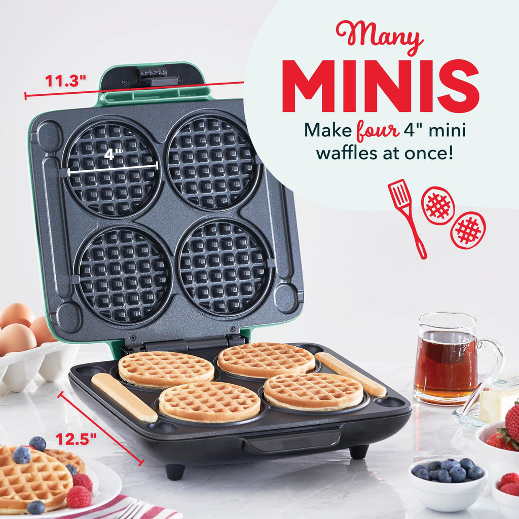 Dash Multi Mini Waffle Maker, Makes 4 Waffles at Once, Graphite