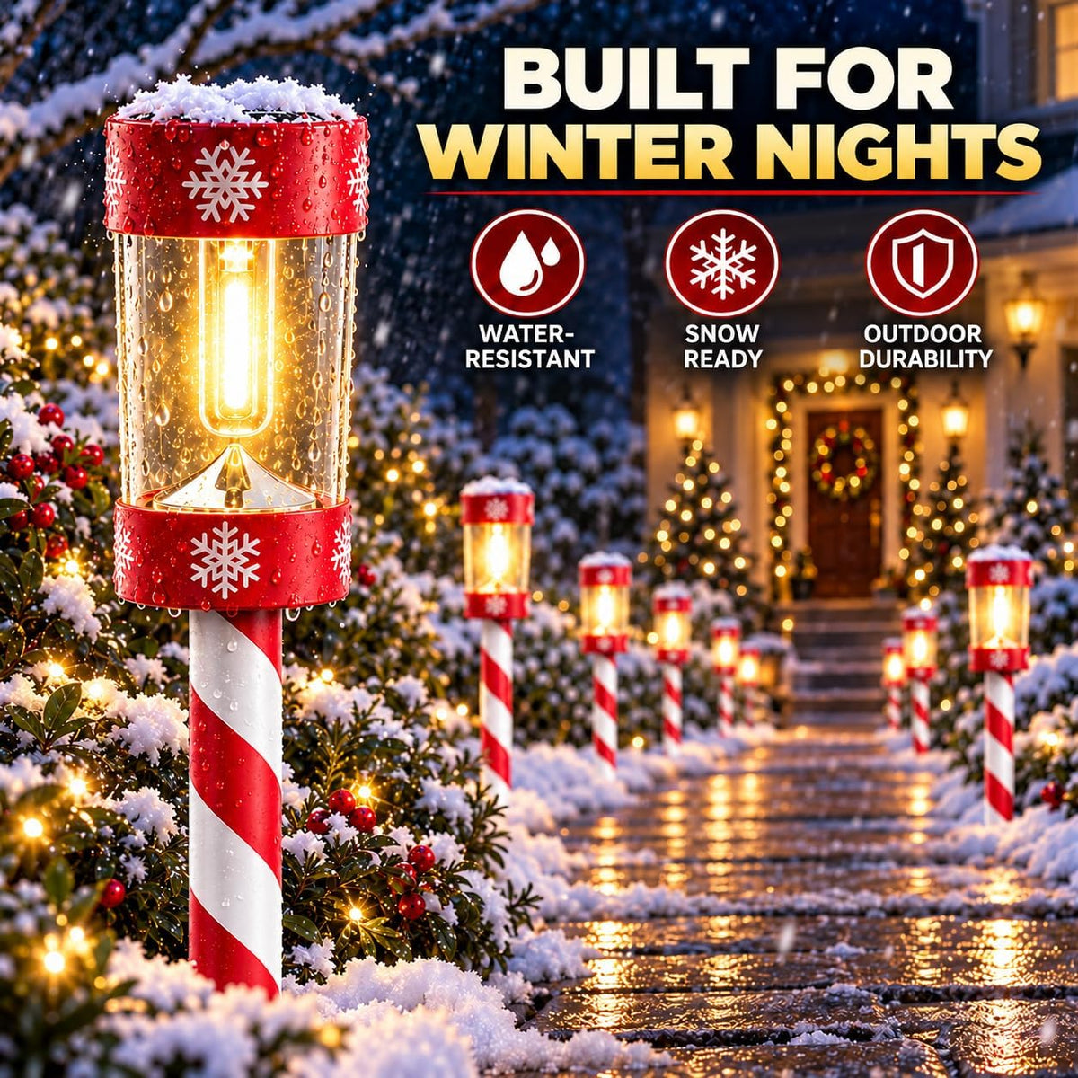 Eyrosa Christmas Solar Pathway Lights, 12 Pack Candy Cane Outdoor Lights