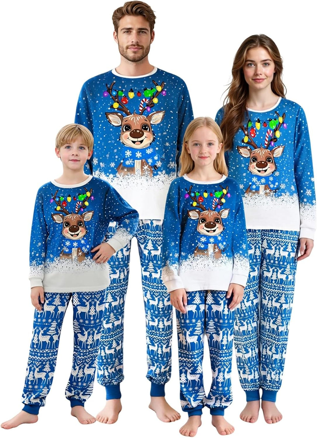 OAKFashion Christmas Family Pajamas Holiday Christma Pajama Family Matching Pjs Set Sleepwear Xmas Jammies