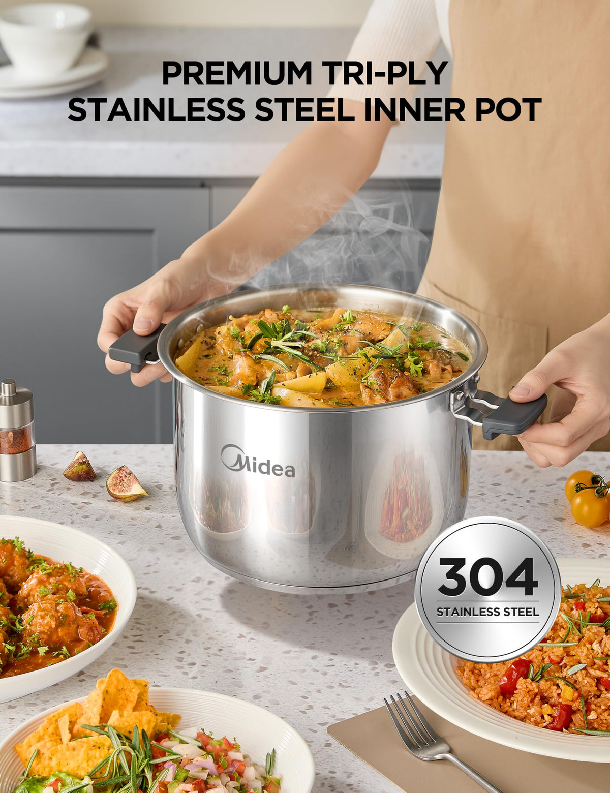 Midea 12-in-1 Electric Pressure Cooker, 6 Quarts, 12 Presets, Multi-Functional Programmable Slow Cooker, Rice Cooker, Steamer, Sauté Pan, Yogurt Maker, and More, Stainless Steel