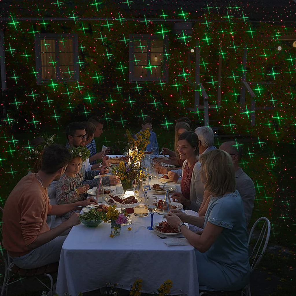 Christmas Laser Lights, Projector Lights Landscape Spotlight Red and Green Star Show with Christmas Decorative Patterns for Indoor Outdoor Garden Patio Wall