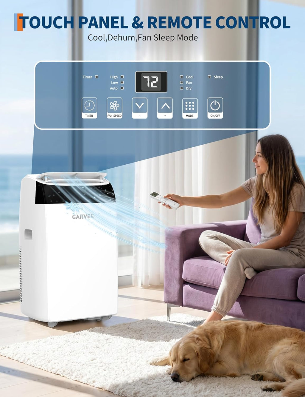 Garvee 3-in-1 Portable Air Conditioner, 14000 BTU (10200 BTU SACC) AC Unit