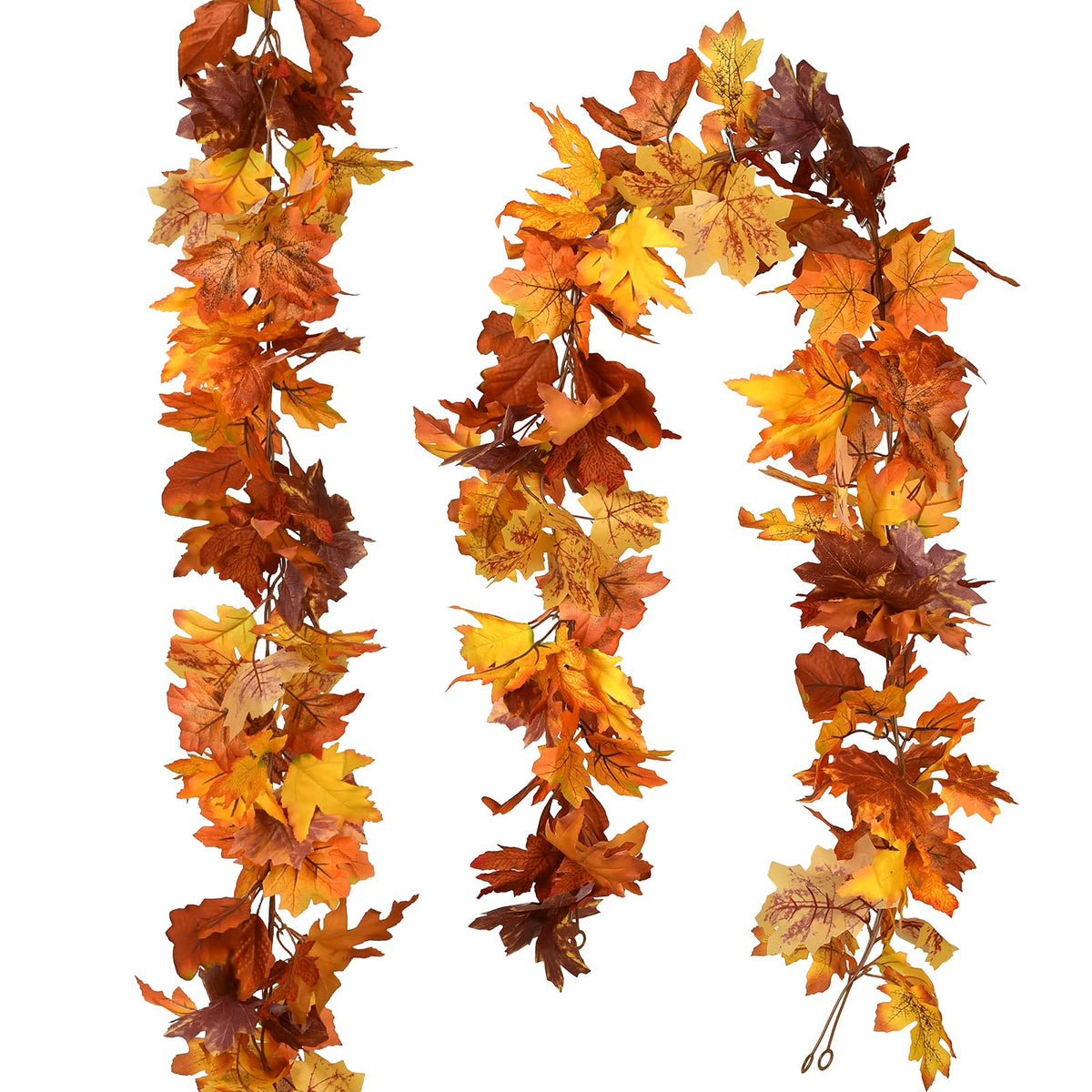 DearHouse 2 Pack Fall Garland Maple Leaf, 5.9Ft/Piece Hanging Vine Garland Artificial Autumn Foliage Garland Thanksgiving Decor for Home Wedding Fireplace Party Christmas (Green)