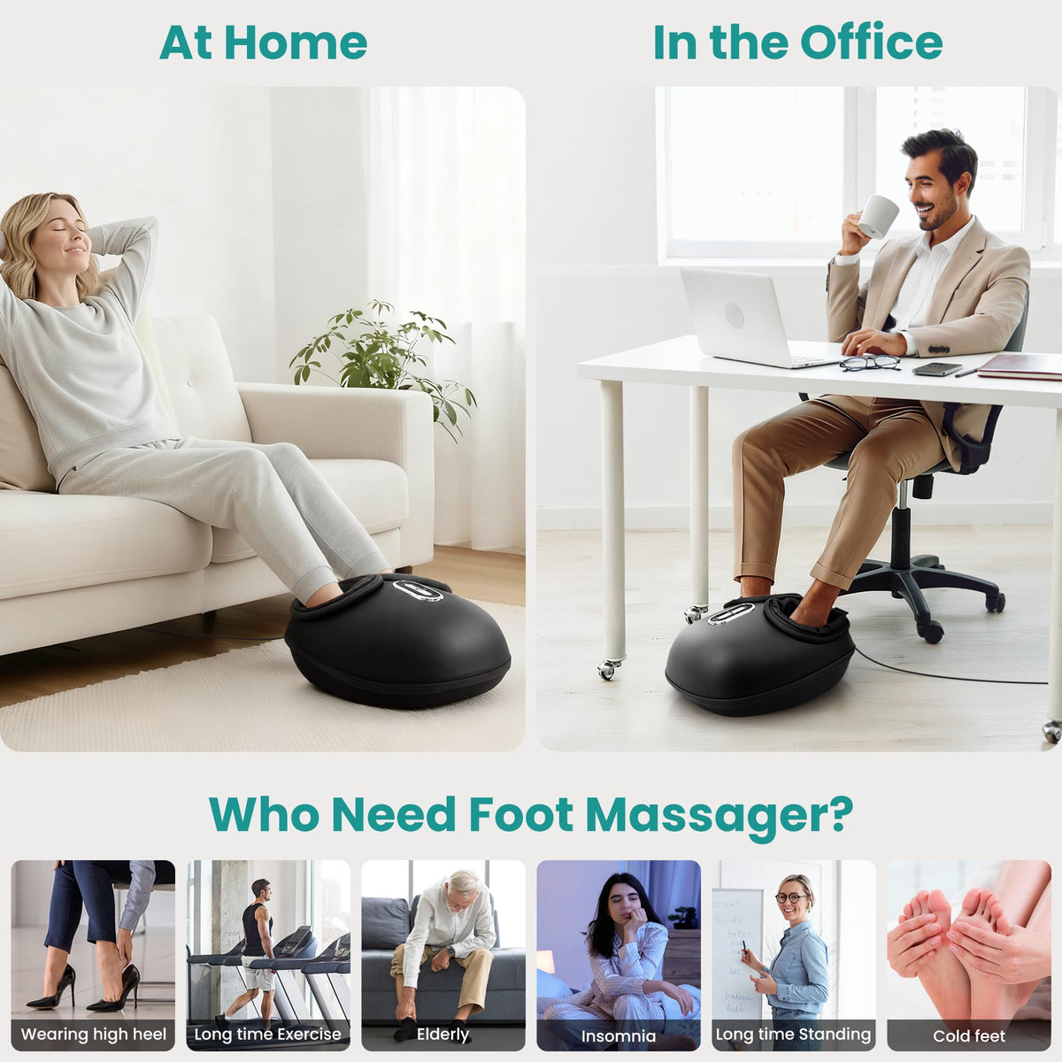Nekteck Shiatsu Foot Massager with Heat [2026 Upgraded], 3 Modes Deep Kneading Therapy Air Compression, Feet Massage for Plantar Fasciitis, Relaxation Gifts for Men Women Mom Dad Birthday
