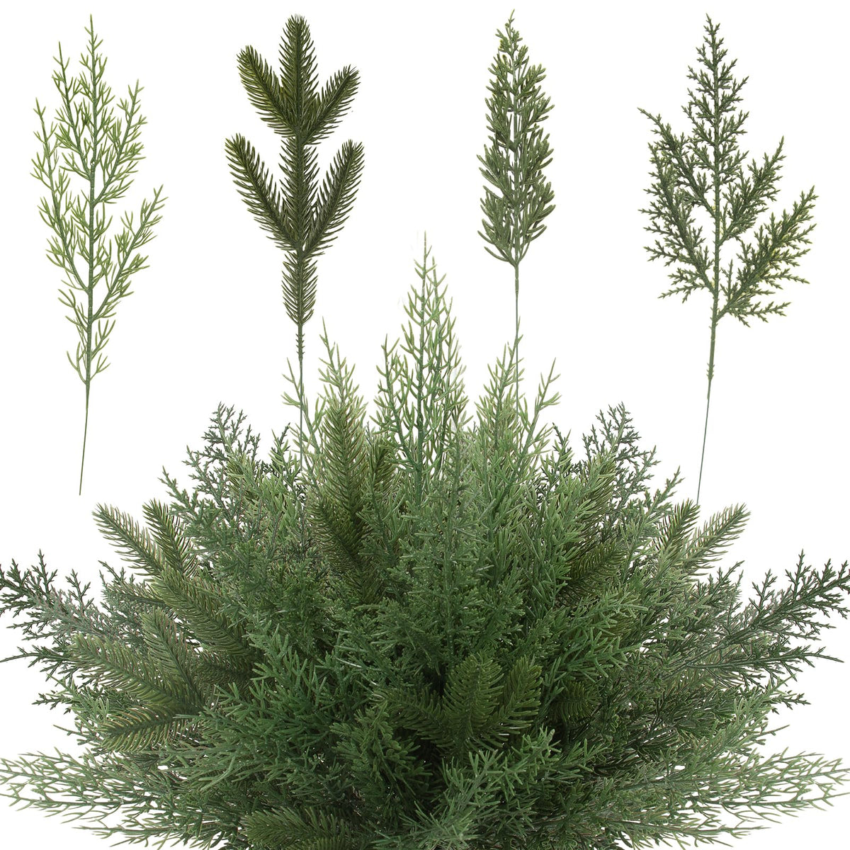 Hananona 50 Pcs Artificial Pine Needles Branches, Christmas Evergreen Picks