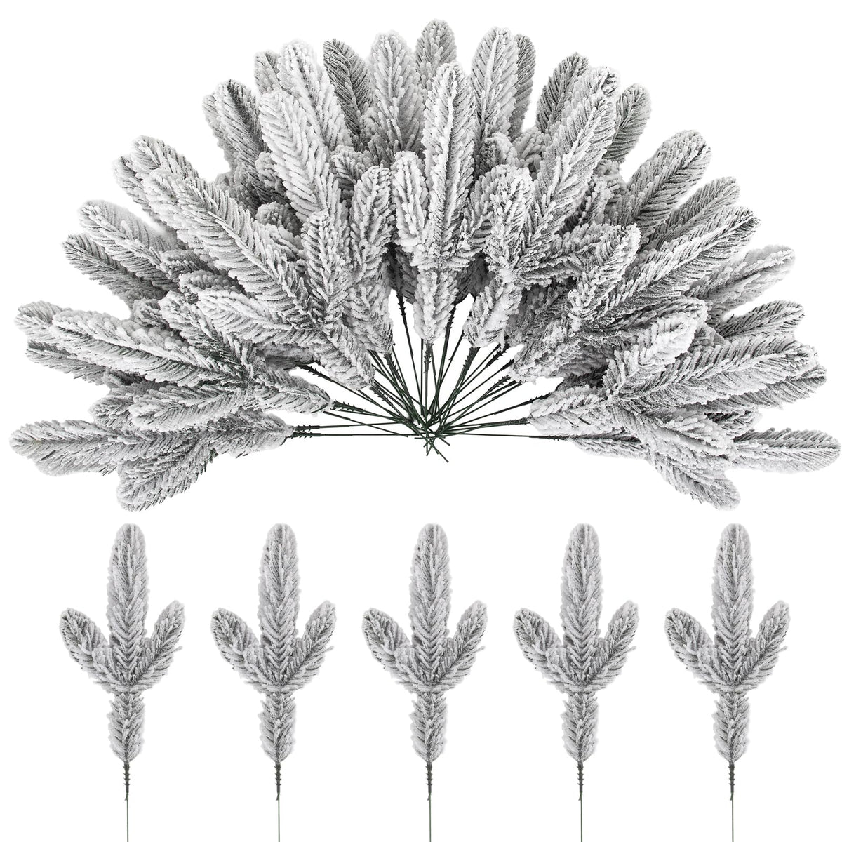 Hananona 50 Pcs Artificial Pine Needles Branches, Christmas Evergreen Picks