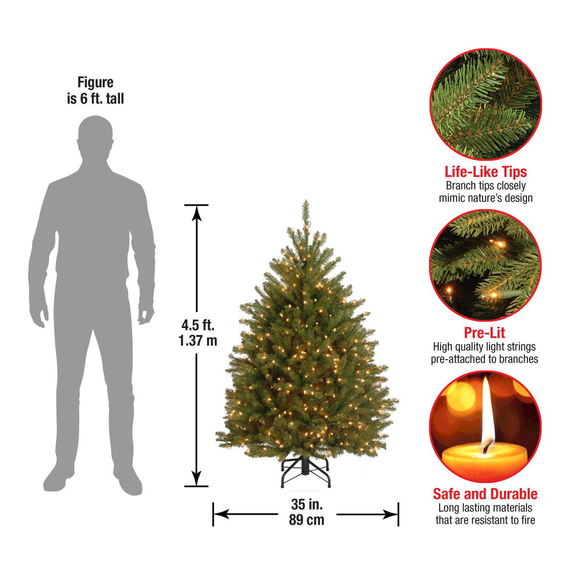 National Tree Company 12ft Pre-Lit Dunhill Fir Artificial Christmas Tree