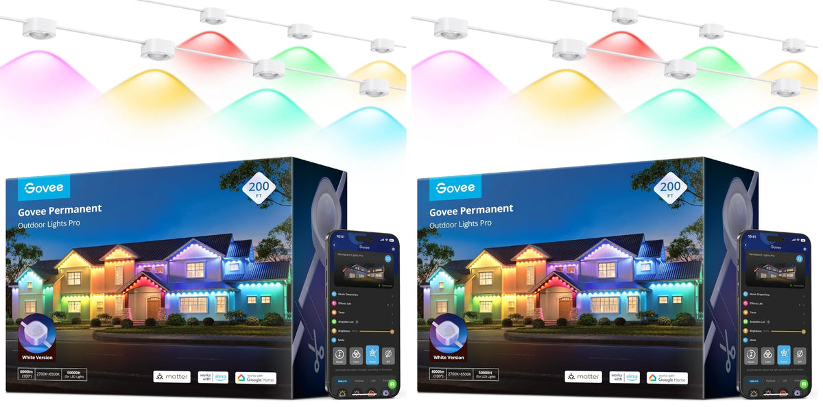 Govee Permanent Outdoor Lights Pro, 200ft with 120 RGBIC LED Lights, White