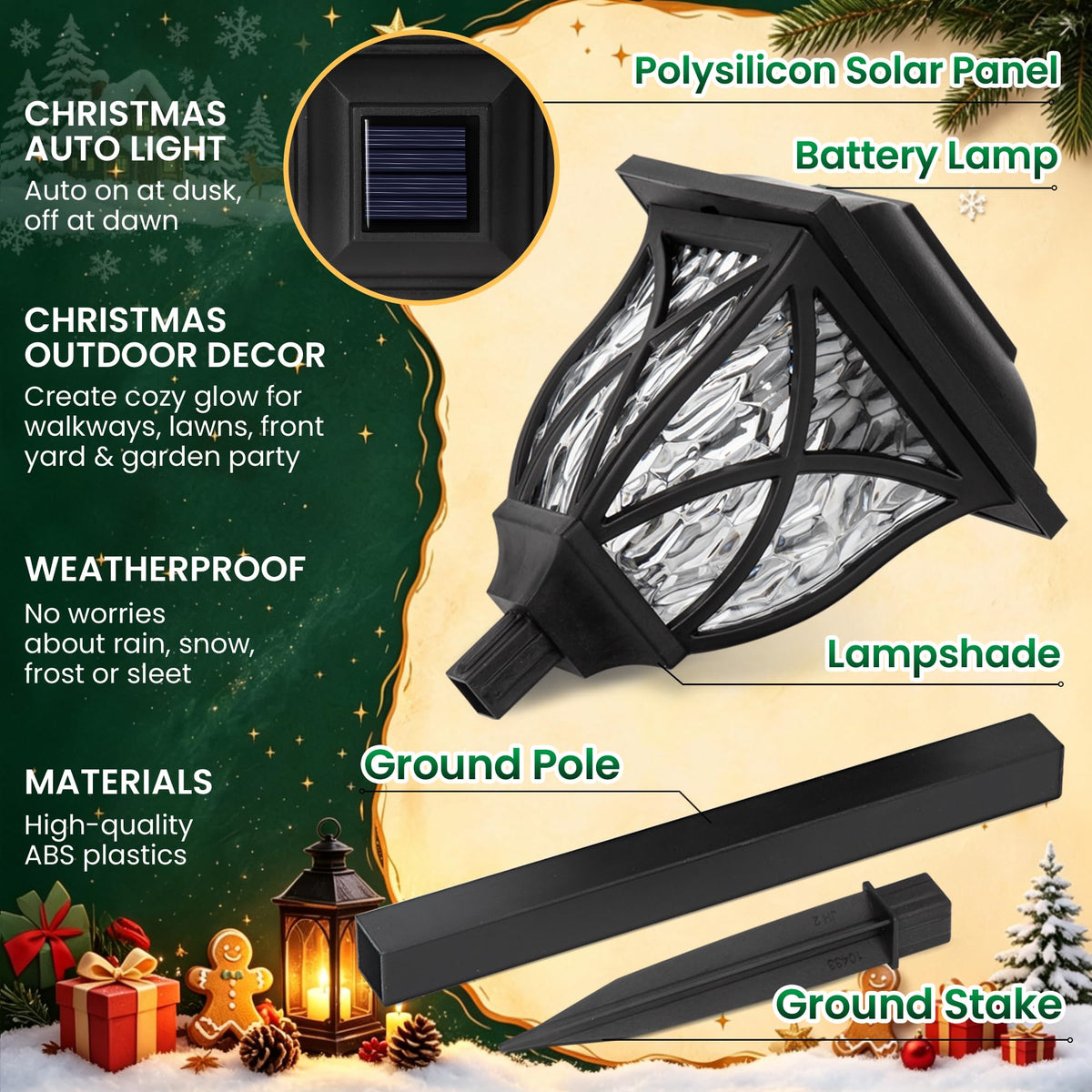 GIGALUMI 6 Pack Solar Lights Outdoor Waterproof, LED Solar Garden Lights