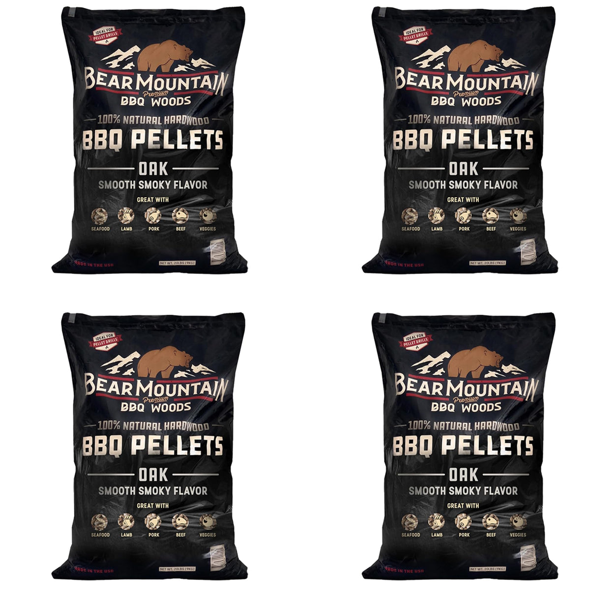 Bear Mountain 2-Pack All Natural Wood Pellets for Smoker, Grill & BBQ, 20 Lbs, Cherry - Premium Hardwood Barbecue Pellets for Indoor and Outdoor Grilling