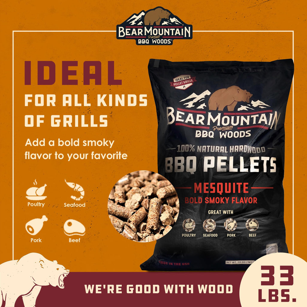 Bear Mountain 2-Pack All Natural Wood Pellets for Smoker, Grill & BBQ, 20 Lbs, Cherry - Premium Hardwood Barbecue Pellets for Indoor and Outdoor Grilling