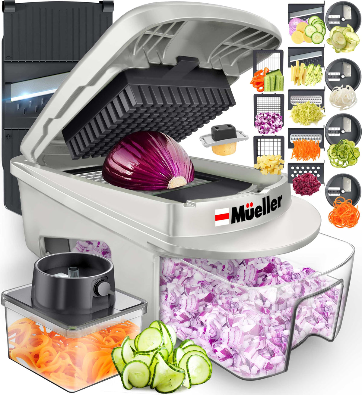 Mueller The Real Original Pro Vegetable Chopper & Mandoline Slicer, 10-in-1