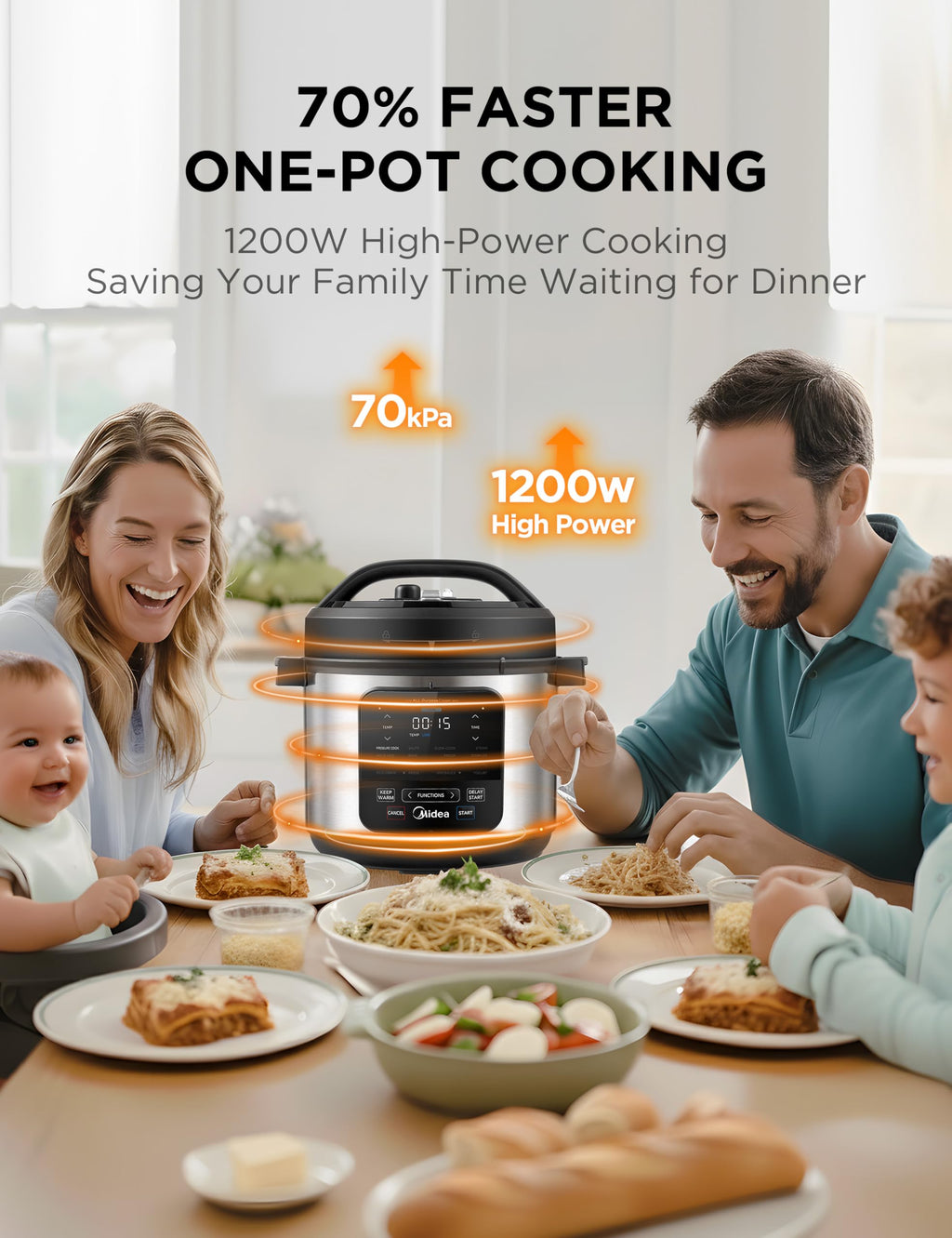 Midea 12-in-1 Electric Pressure Cooker, 6 Quarts, 12 Presets, Multi-Functional Programmable Slow Cooker, Rice Cooker, Steamer, Sauté Pan, Yogurt Maker, and More, Stainless Steel