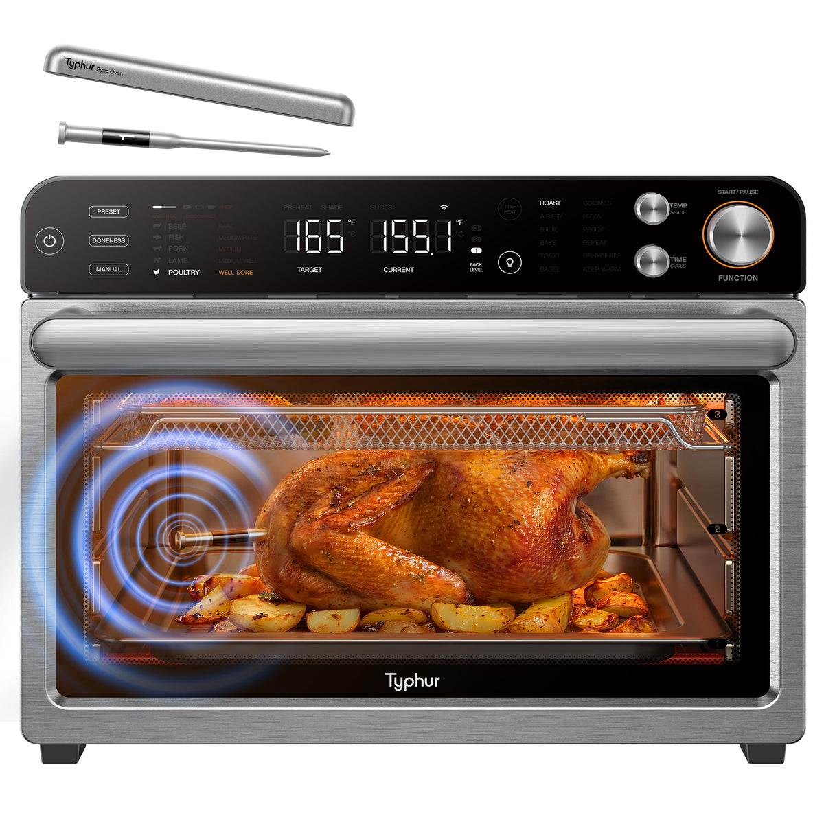 Typhur Sync Air Fryer Oven, Smart AI Wireless Probe, 360° Turbo Convection