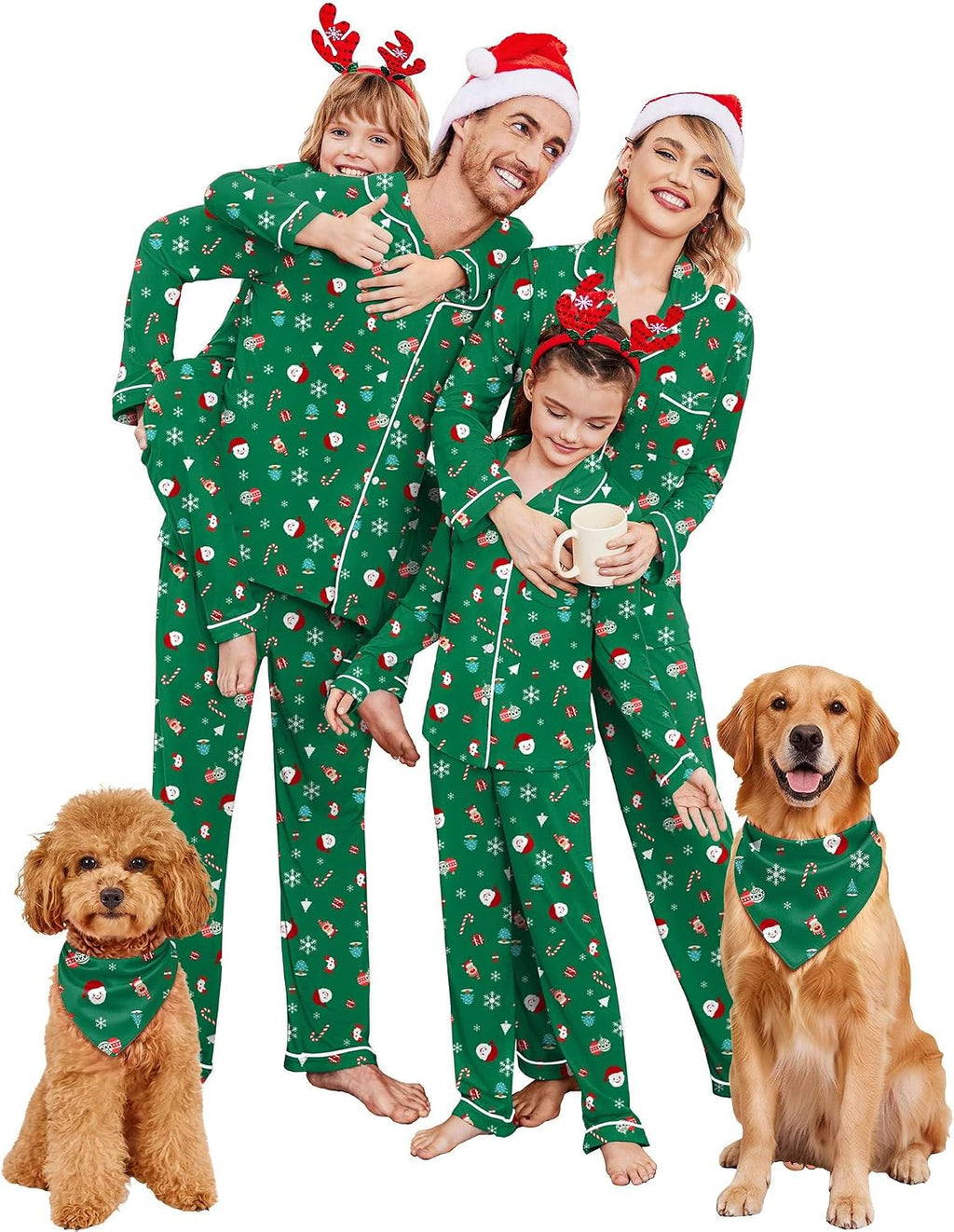 Ekouaer Christmas Family Matching Pajamas Long Sleeve Button Down Pj Set