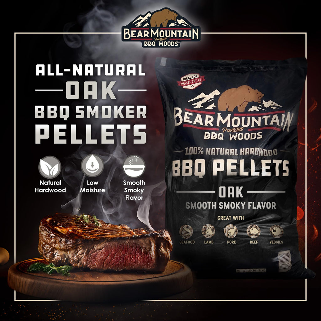 Bear Mountain 2-Pack All Natural Wood Pellets for Smoker, Grill & BBQ, 20 Lbs, Cherry - Premium Hardwood Barbecue Pellets for Indoor and Outdoor Grilling