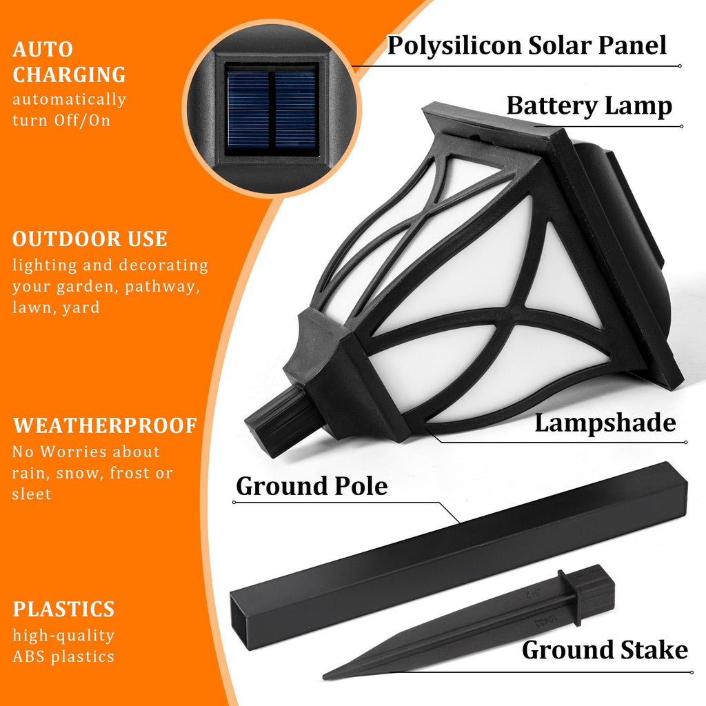 GIGALUMI 6 Pack Solar Lights Outdoor Waterproof, LED Solar Garden Lights