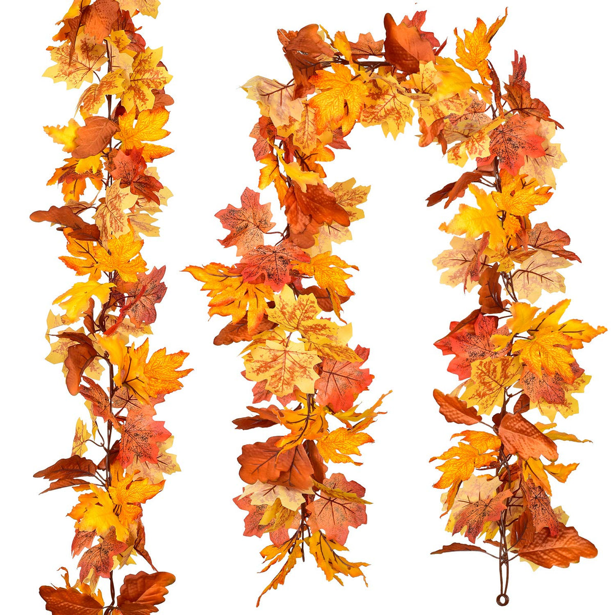 DearHouse 2 Pack Fall Garland Maple Leaf, 5.9Ft/Piece Hanging Vine Garland Artificial Autumn Foliage Garland Thanksgiving Decor for Home Wedding Fireplace Party Christmas (Green)