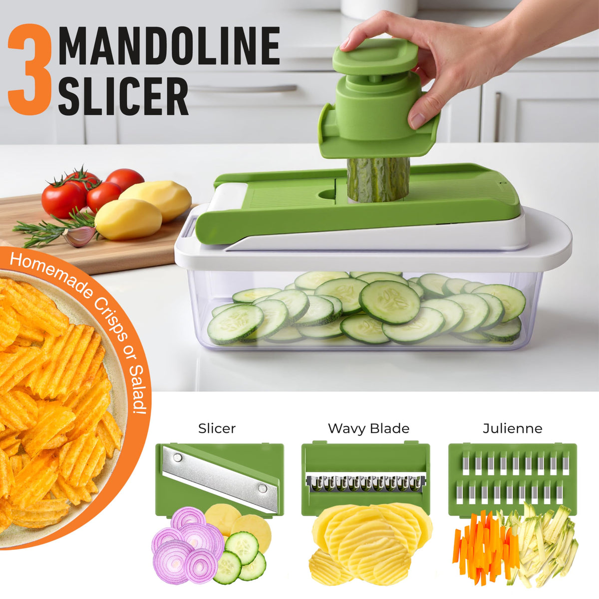 Mueller The Real Original Pro Vegetable Chopper & Mandoline Slicer, 10-in-1