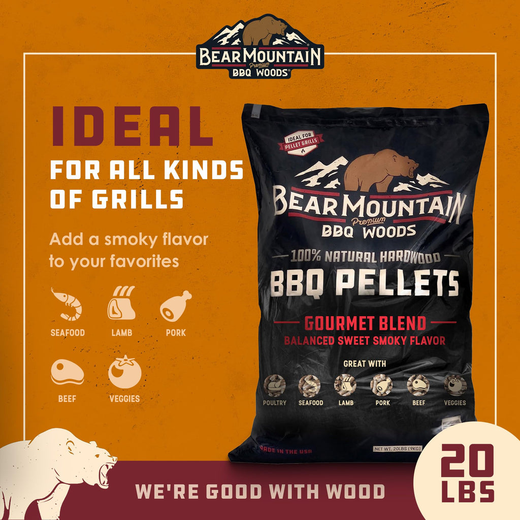 Bear Mountain 2-Pack All Natural Wood Pellets for Smoker, Grill & BBQ, 20 Lbs, Cherry - Premium Hardwood Barbecue Pellets for Indoor and Outdoor Grilling