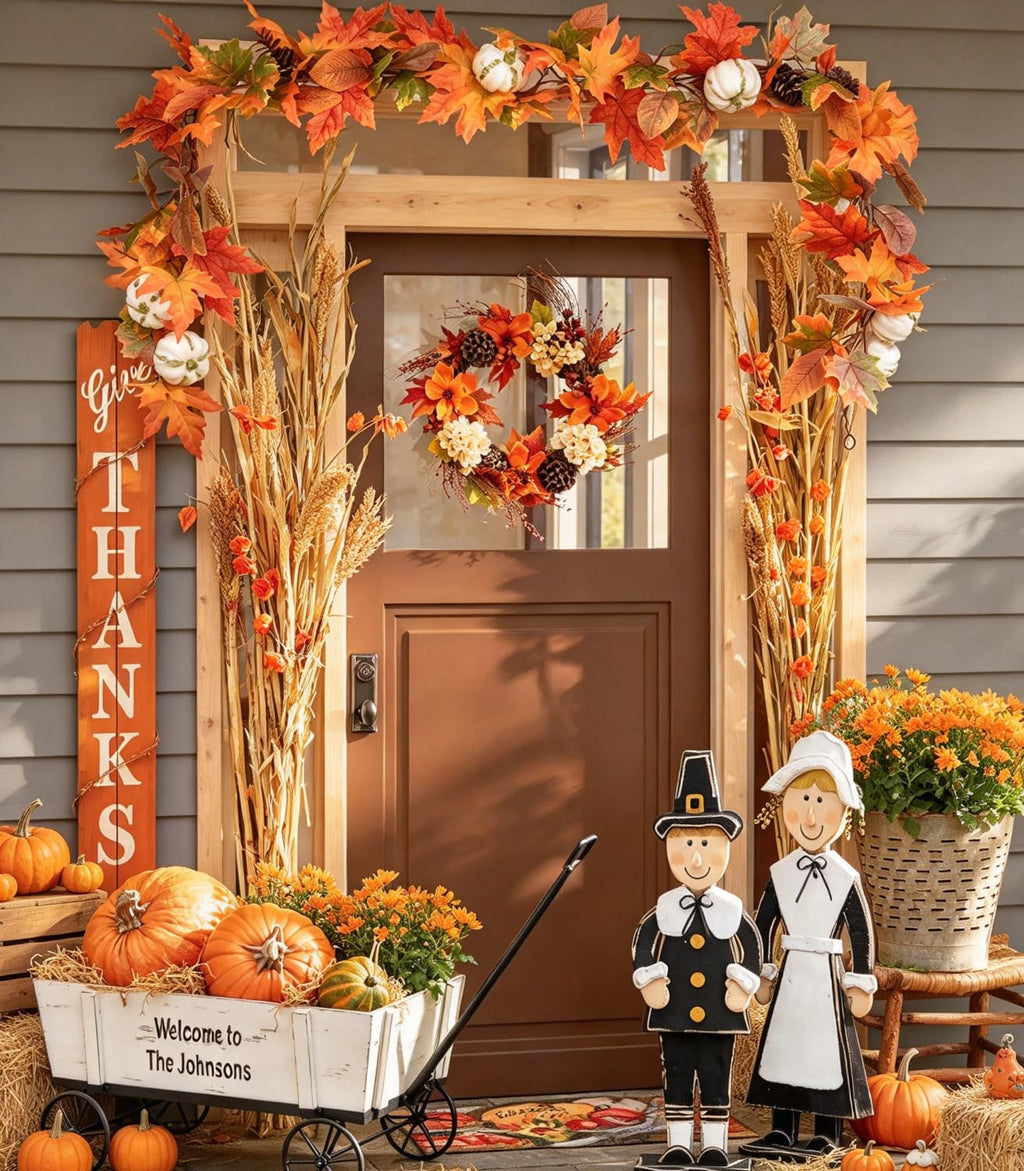 DearHouse 2 Pack Fall Garland Maple Leaf, 5.9Ft/Piece Hanging Vine Garland Artificial Autumn Foliage Garland Thanksgiving Decor for Home Wedding Fireplace Party Christmas (Green)