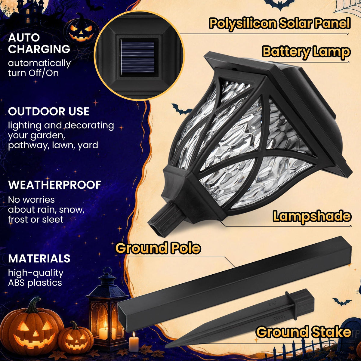 GIGALUMI 6 Pack Solar Lights Outdoor Waterproof, LED Solar Garden Lights
