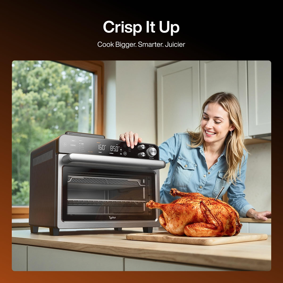 Typhur Sync Air Fryer Oven, Smart AI Wireless Probe, 360° Turbo Convection