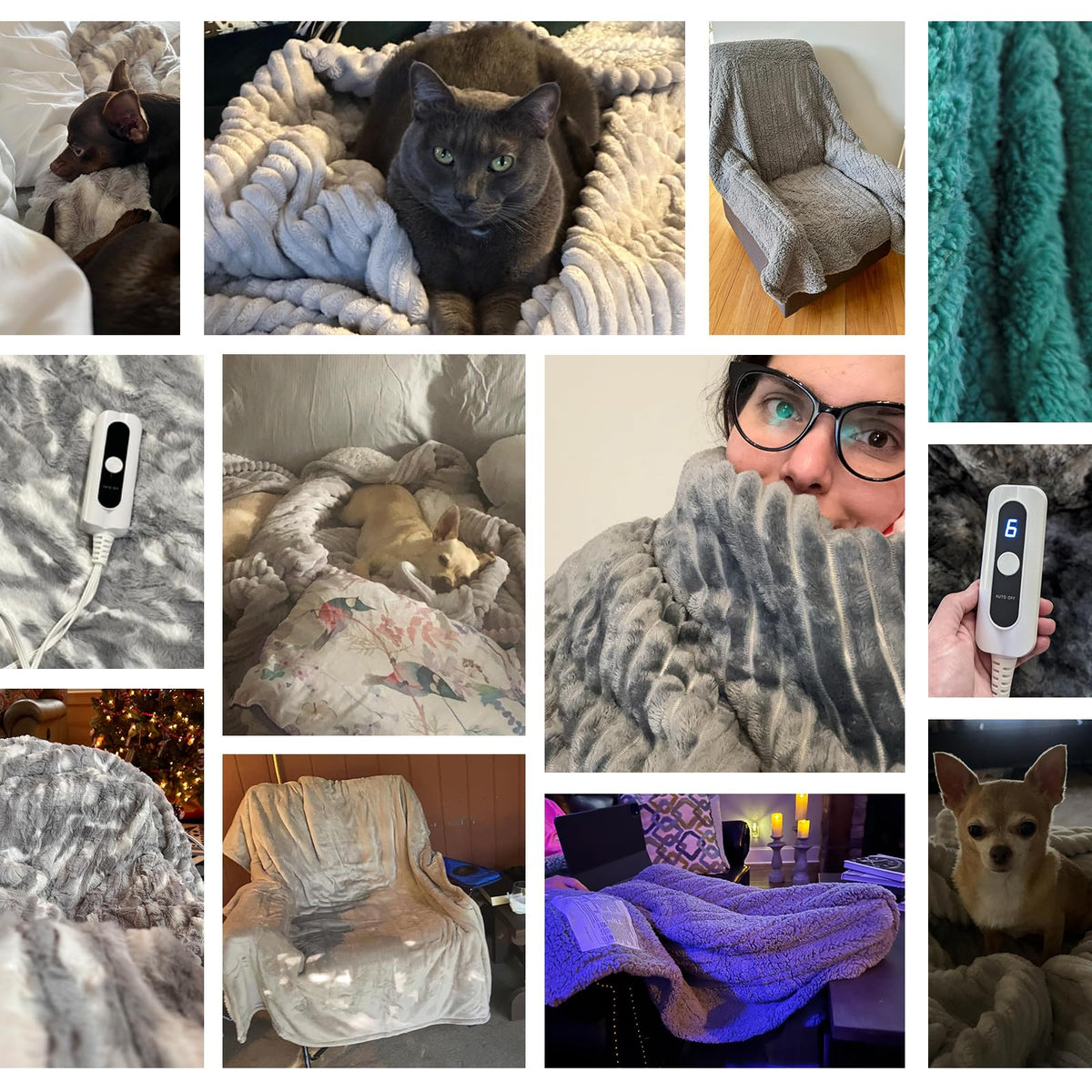 SNUGSUN Heated Blanket Throw Size, Soft and Cozy Electric Heating Blanket for Bed, Automatic Safety System 6 Heating Levels & 4 Hours Auto-Off Gift for Grandma,50" x 60" London Grey