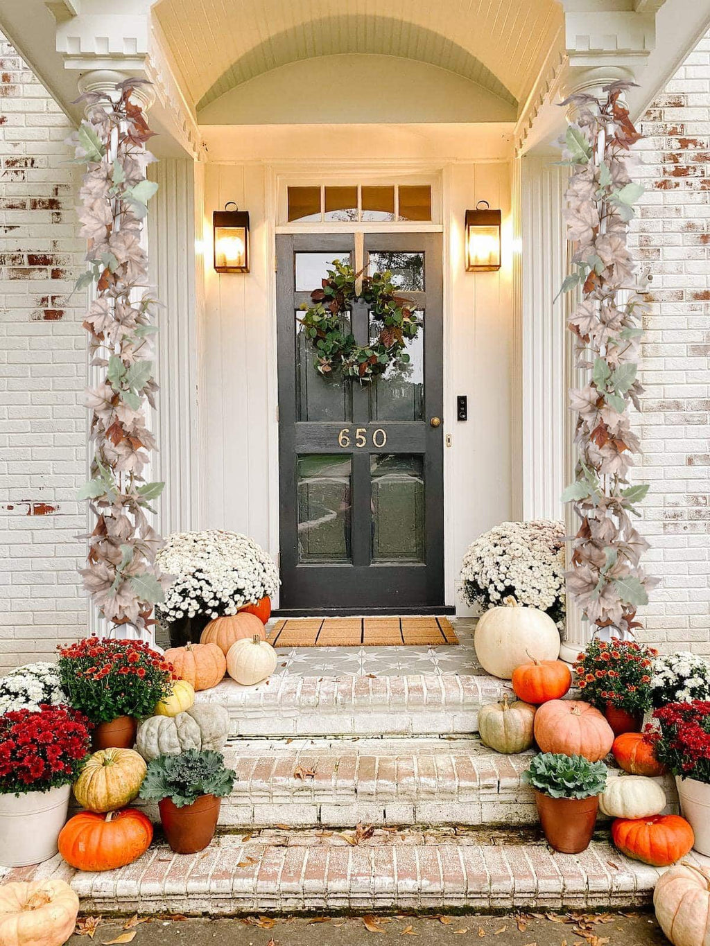 DearHouse 2 Pack Fall Garland Maple Leaf, 5.9Ft/Piece Hanging Vine Garland Artificial Autumn Foliage Garland Thanksgiving Decor for Home Wedding Fireplace Party Christmas (Green)