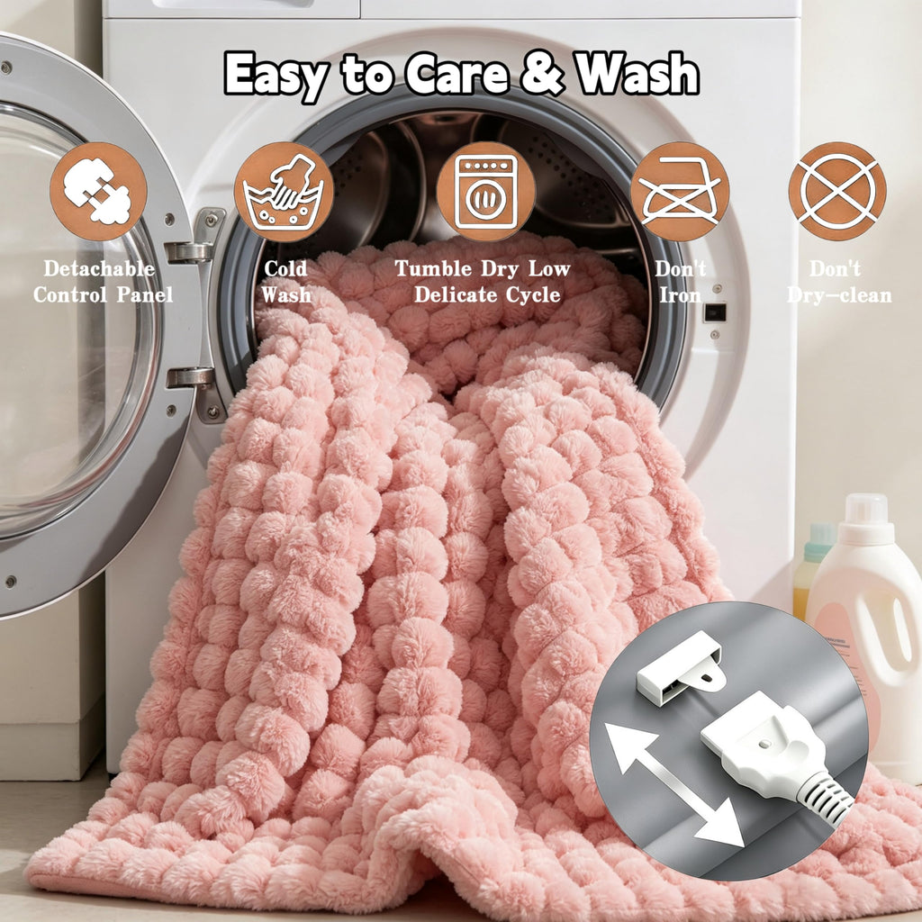 SNUGSUN Heated Blanket Throw Size, Soft and Cozy Electric Heating Blanket for Bed, Automatic Safety System 6 Heating Levels & 4 Hours Auto-Off Gift for Grandma,50" x 60" London Grey