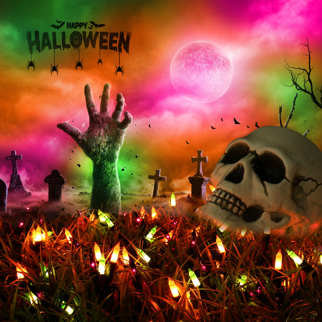 Brizled Orange Halloween Lights, 21.3ft 100-ct Incandescent Halloween String Lights Connectable, UL Certified Orange Light String, Black Wire Mini Light Set for Fall Season Holiday Thanksgiving Tree
