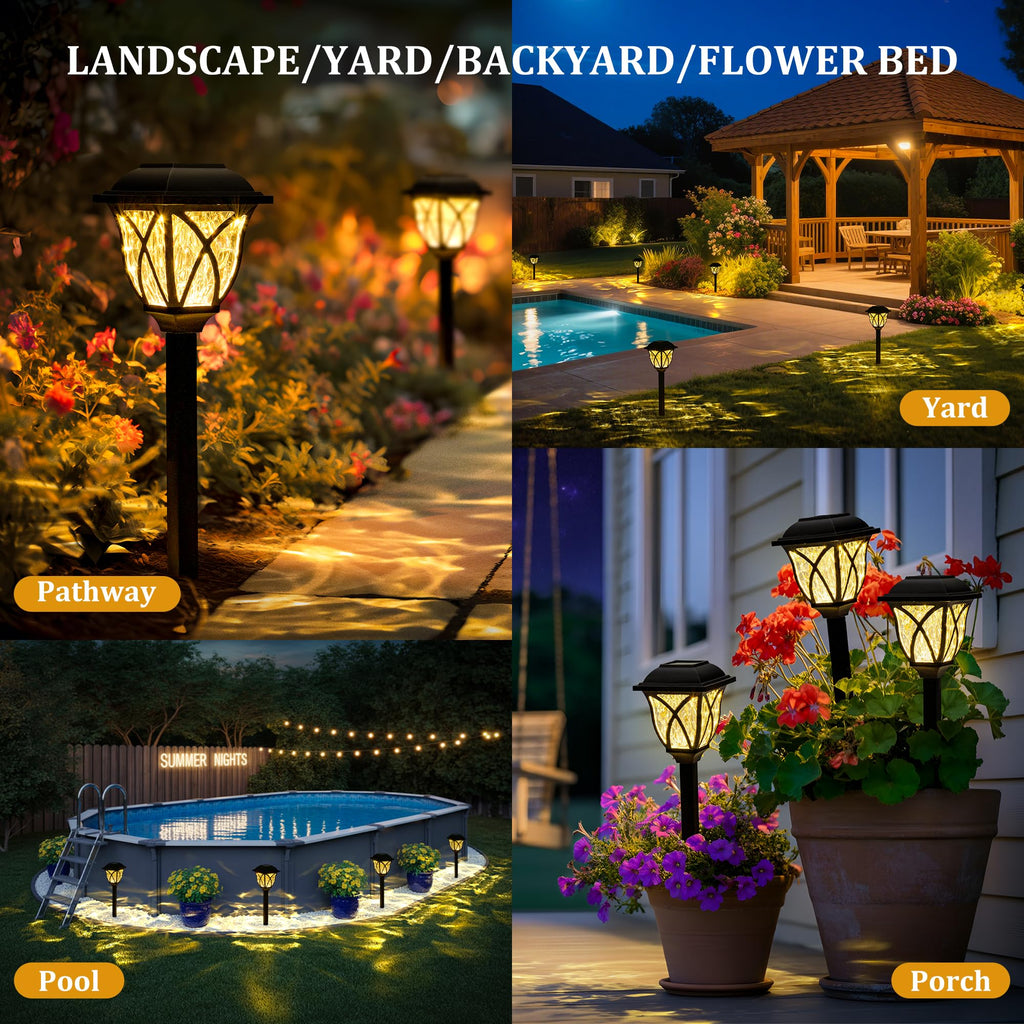 GIGALUMI 6 Pack Solar Lights Outdoor Waterproof, LED Solar Garden Lights
