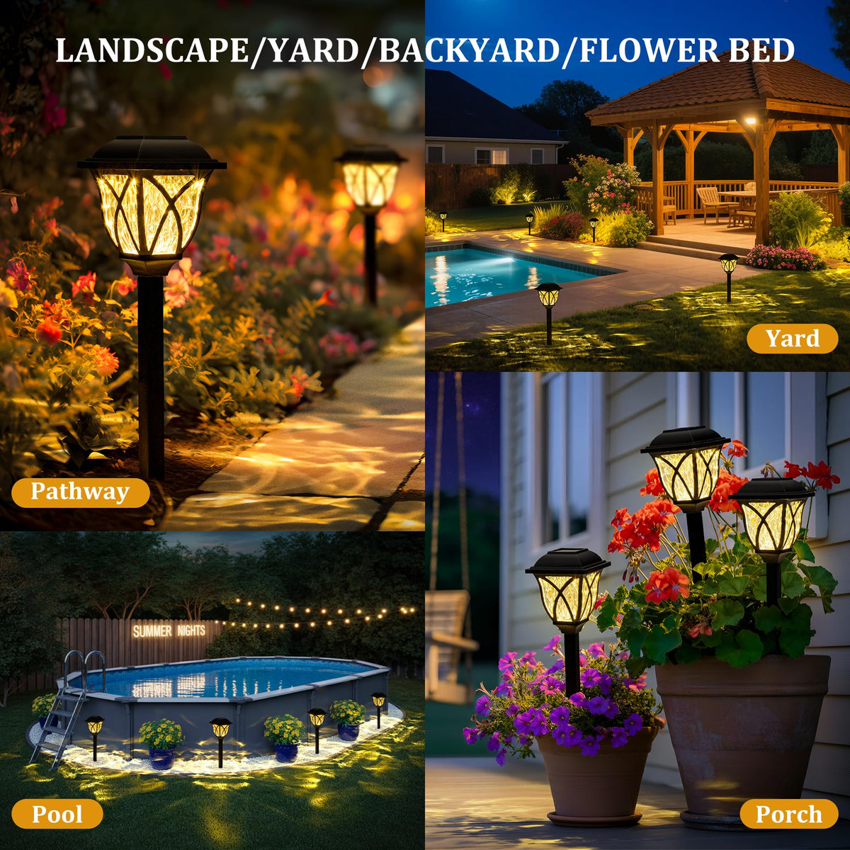 GIGALUMI 6 Pack Solar Lights Outdoor Waterproof, LED Solar Garden Lights