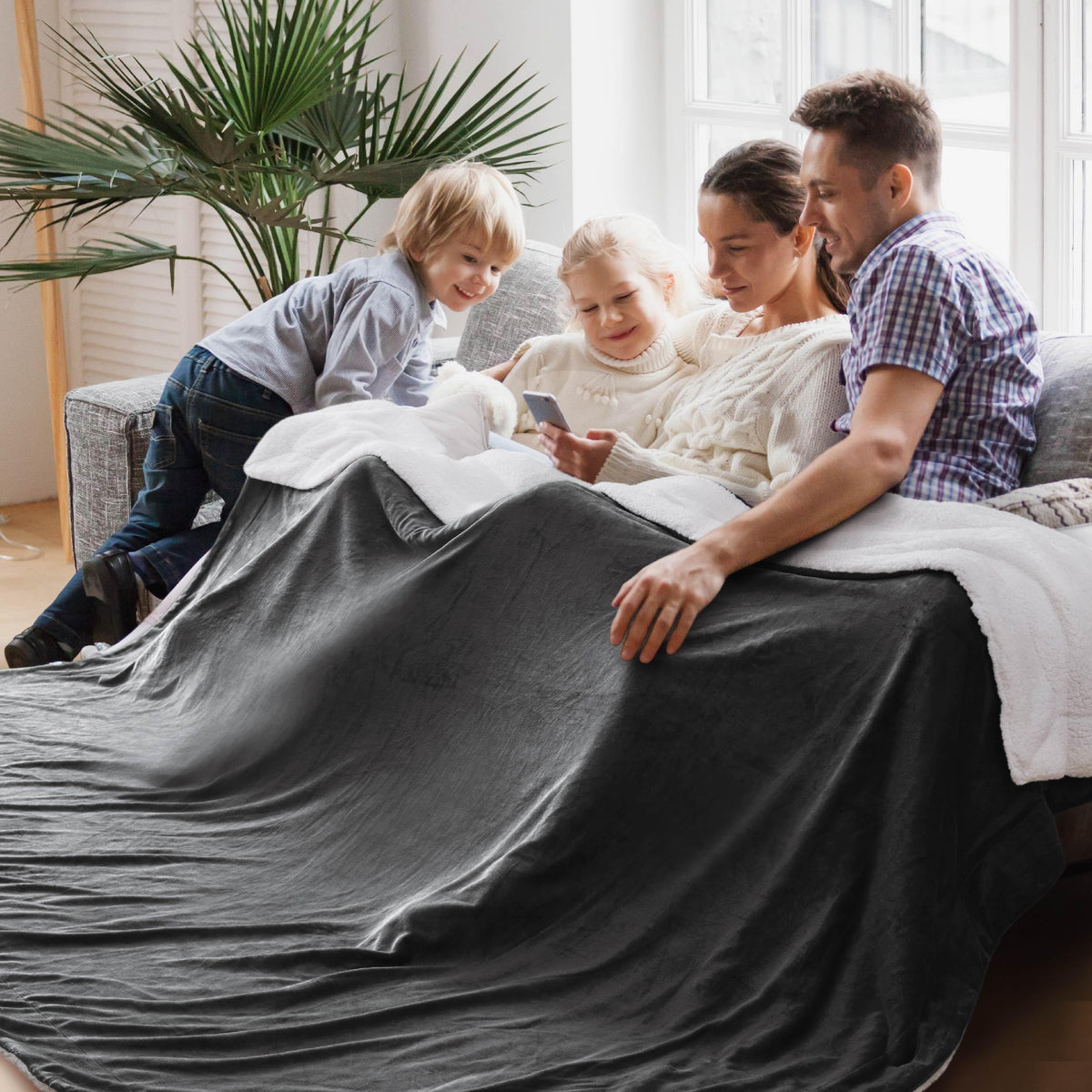Bedsure GentleSoft Sherpa Fleece Twin Size Blanket for Couch, Non-Heated, Thick and Warm Throw for Women and Men, Soft Fuzzy Plush Twin Blanket for Winter, Charcoal, 60x80 Inches